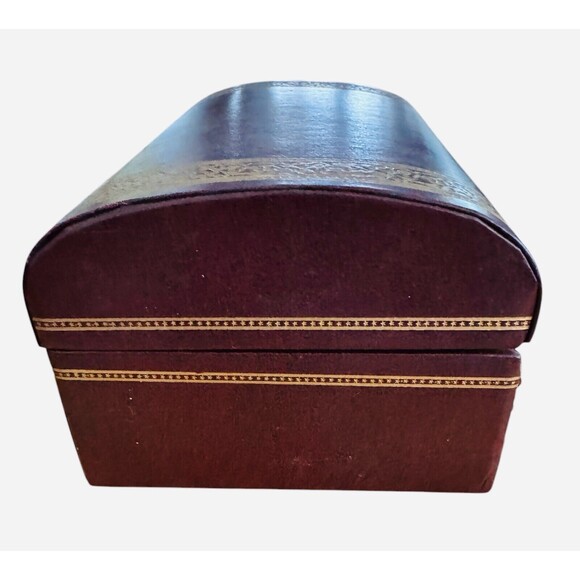 Vintage SWANK Designer Burgundy Faux Leather Jewelry Box Made in Sweden - Picture 4 of 12